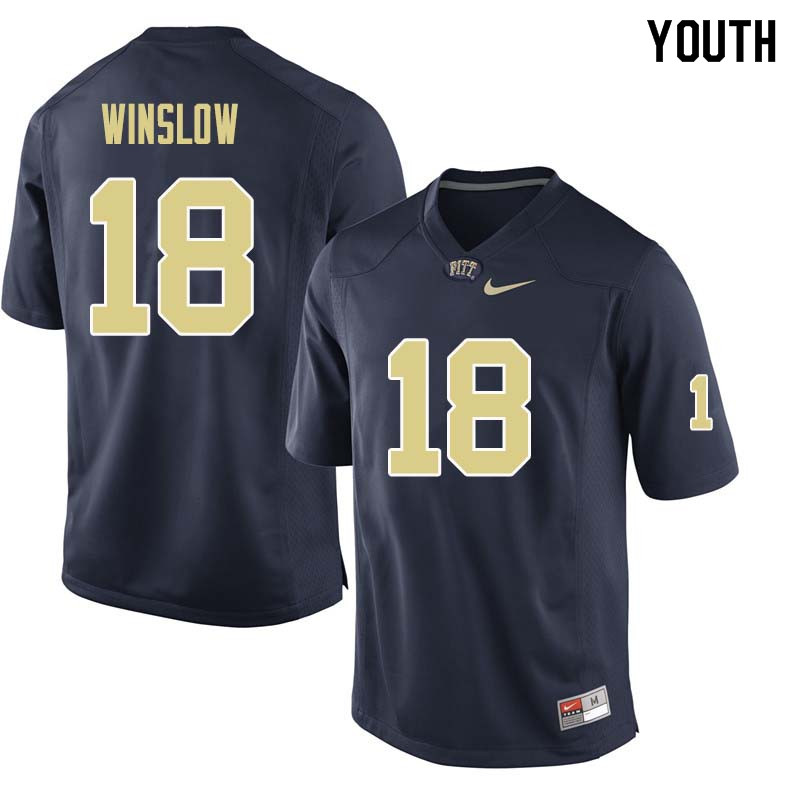 Youth #18 Ryan Winslow Pittsburgh Panthers College Football Jerseys Sale-Navy